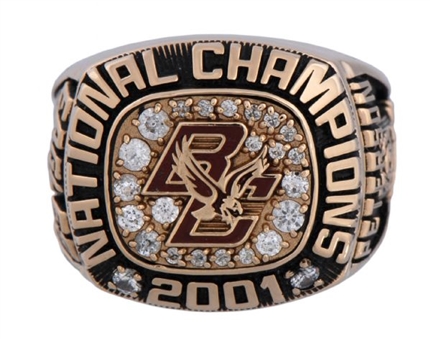 2001 Boston College NCAA "National Champions" Hockey 10K Gold Ring